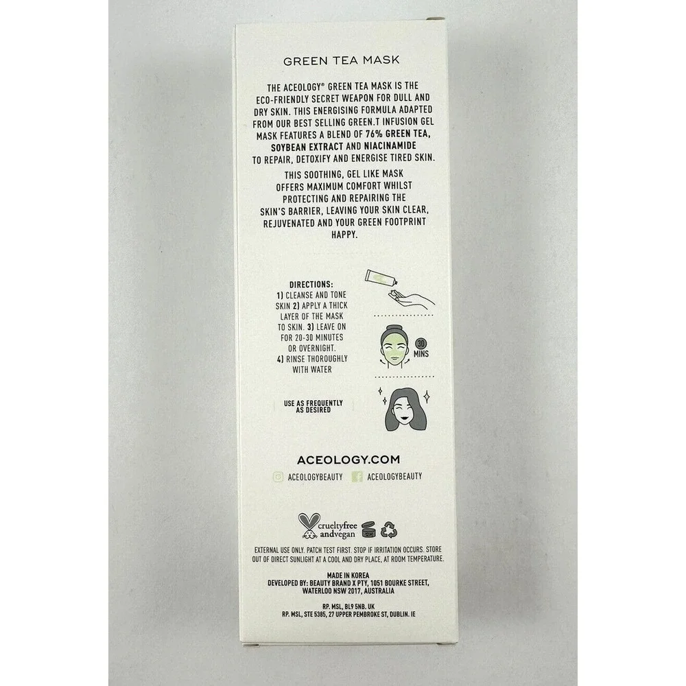 Aceology Green Tea Face Mask 2.19 oz Niacinamide Hydrating Sleeping Mask NIB